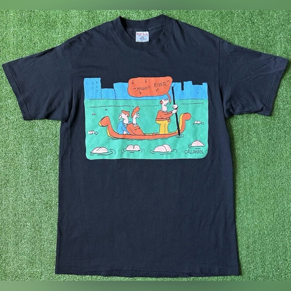 Vintage 90s John Callahan Moon River Single Stitch T Shirt Size Large SOF TEE